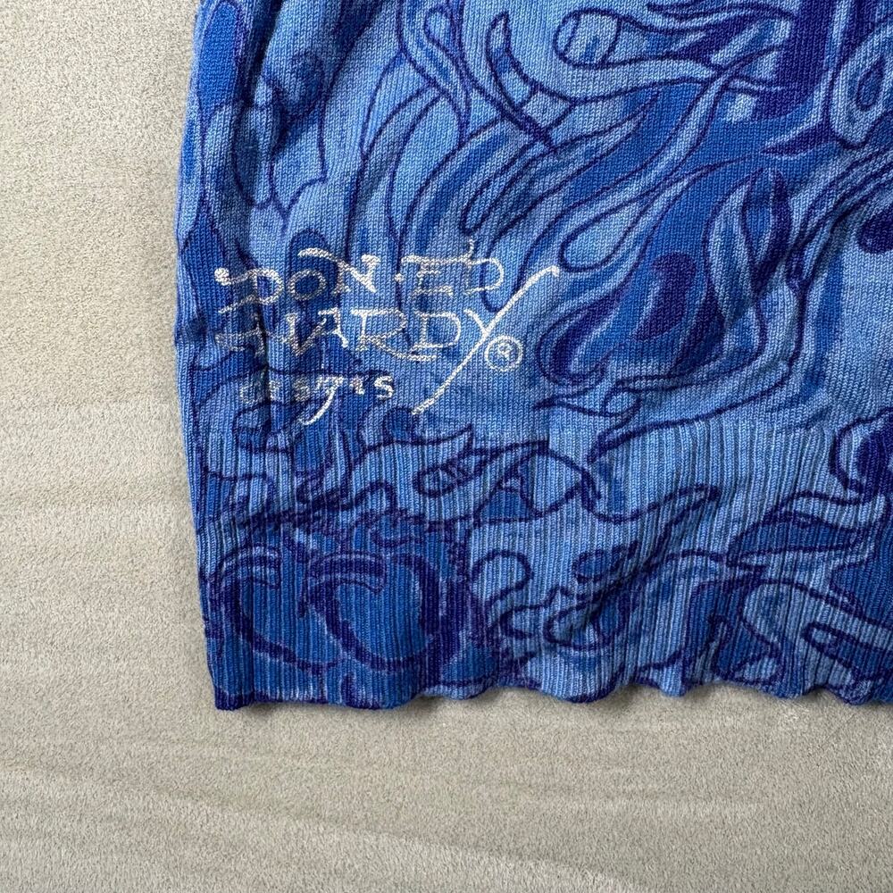 Ed Hardy Christian Audigier Womens XS Blue Skull Roses Hooded Zip Up Dress Y2K - Picture 6 of 8